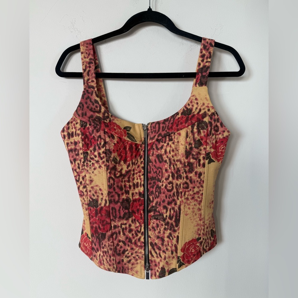 NWT EB Denim x REVOLVE Rainy Corset in Rose Leopard Size Medium